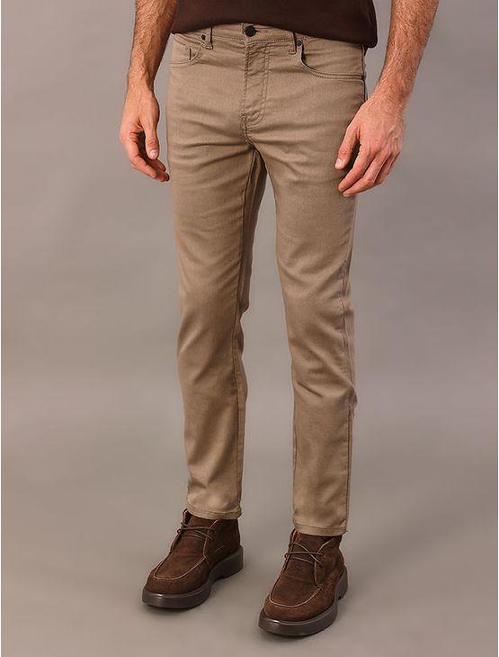 Calça Masculina Skinny Lisa 5 Pockets Calvin Klein - Caqui Medio Calça Masculina Skinny Lisa 5 Pockets Calvin Klein Caqui Medio 42