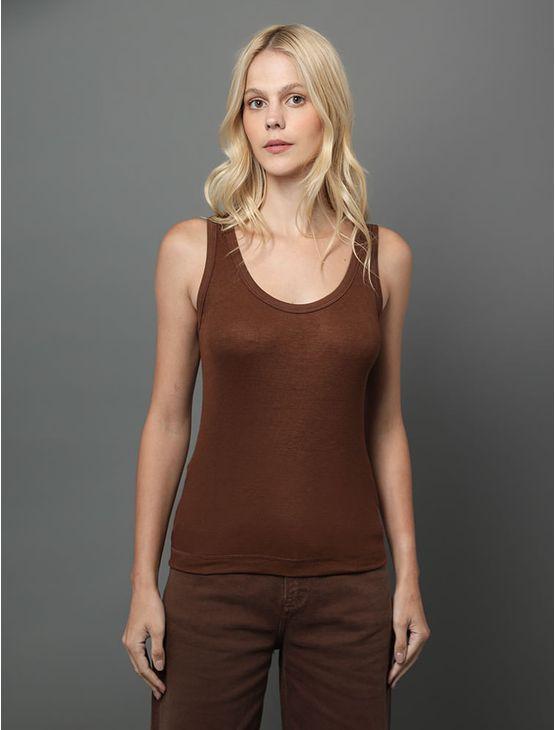Regata Feminina Nadadora Decote u Calvin Klein - Marrom Regata Feminina Nadadora Decote u Calvin Klein Marrom p