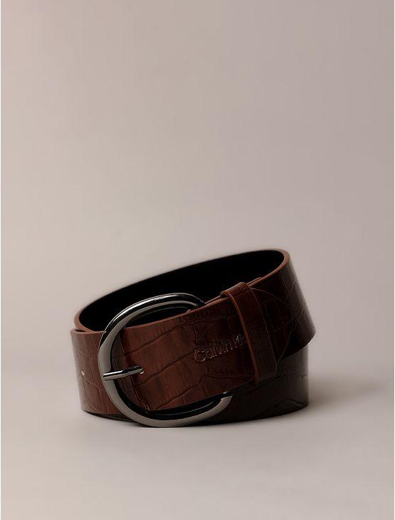 Cinto Calvin Klein Feminino Largo Croco - Marrom Cinto Calvin Klein Feminino Largo Croco Marrom p