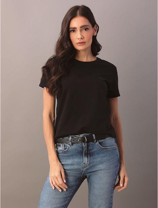 Camiseta Feminina Slim Estampa Mini Calvin Klein Jeans - Preto Camiseta Feminina Slim Estampa Mini Calvin Klein Jeans Preto m