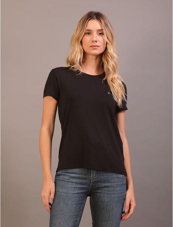 Camiseta Feminina Básica Canoa Recortes Calvin Klein - Preto Camiseta Feminina Básica Canoa Recortes Calvin Klein Preto Pp