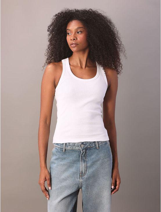 Regata Feminina Ribana Nadador Calvin Klein Jeans - Branco 2 Regata Feminina Ribana Nadador Calvin Klein Jeans Branco 2 p