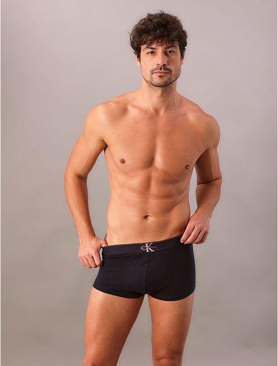 Cueca Low Rise Trunk Cotton Monogram Calvin Klein Underwear - Marinho Cueca Low Rise Trunk Cotton Monogram Calvin Klein Underwear Marinho Gg