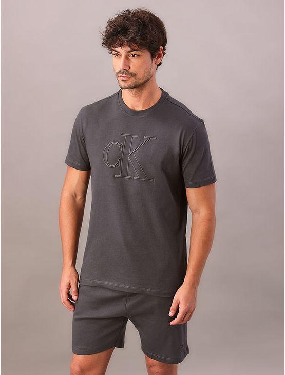 Camiseta Masculino Manga Curta Careca Meia Malha - Chumbo Camiseta Masculino Manga Curta Careca Meia Malha Chumbo m