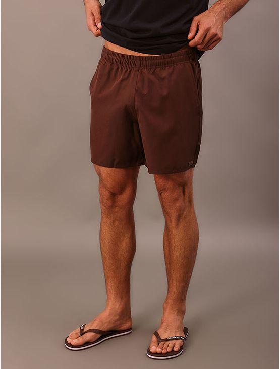 Shorts Elastico Liso Com Logo Lateral - Marrom Shorts Elastico Liso Com Logo Lateral Marrom Gg