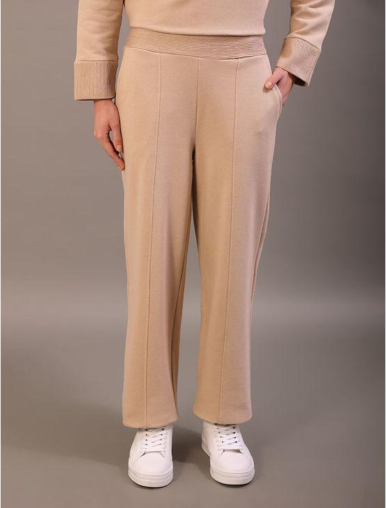 Calça de Moletom Calvin Klein Feminino Com Relevo - Caqui Claro Calça de Moletom Calvin Klein Feminino Com Relevo Caqui Claro p