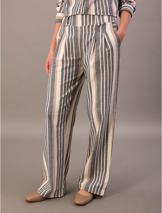 Calça Wideleg Calvin Klein Feminino em Fio Tinto Exclusivo - Marinho Calça Wideleg Calvin Klein Feminino em Fio Tinto Exclusivo Marinho 42