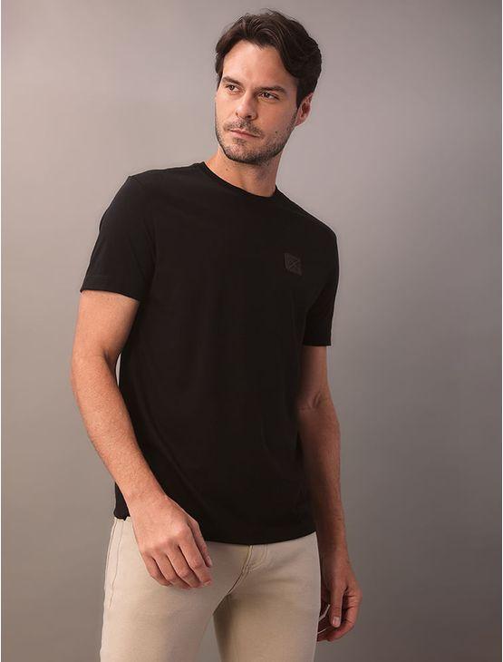 Camiseta Manga Curta Calvin Klein Masculino Algodão Egípcio Aop - Preto Camiseta Manga Curta Calvin Klein Masculino Algodão Egípcio Aop Preto Gg