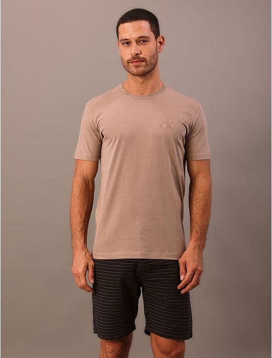 Camiseta Manga Curta Calvin Klein Masculino Calvin Klein Bordado - Caqui Claro Camiseta Manga Curta Calvin Klein Masculino Calvin Klein Bordado Caqui Claro Pp