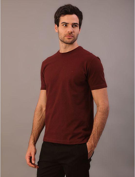 Camiseta Manga Curta Calvin Klein Masculino Gola Dupla - Bordo Camiseta Manga Curta Calvin Klein Masculino Gola Dupla Bordo g