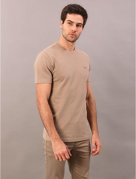 Camiseta Manga Curta Calvin Klein Masculino Piquet Patch Borrach - Caqui Medio Camiseta Manga Curta Calvin Klein Masculino Piquet Patch Borrach Caqui Medio m