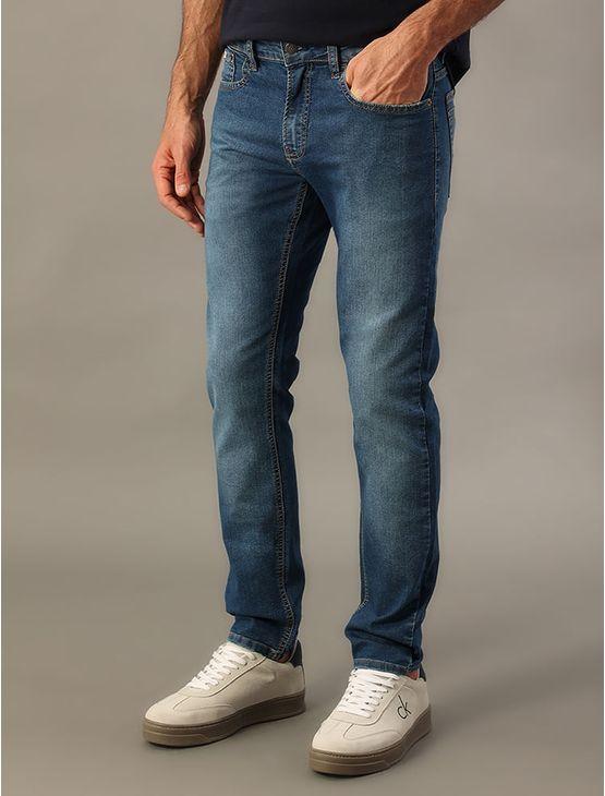 Calça Jeans Masculina Five Pockets Skinny Stretch Cintura Baixa Calvin Klein Jeans - Azul Médio Calça Jeans Masculina Five Pockets Skinny Stretch Cintura Baixa Calvin Klein Jeans Azul Médio 40