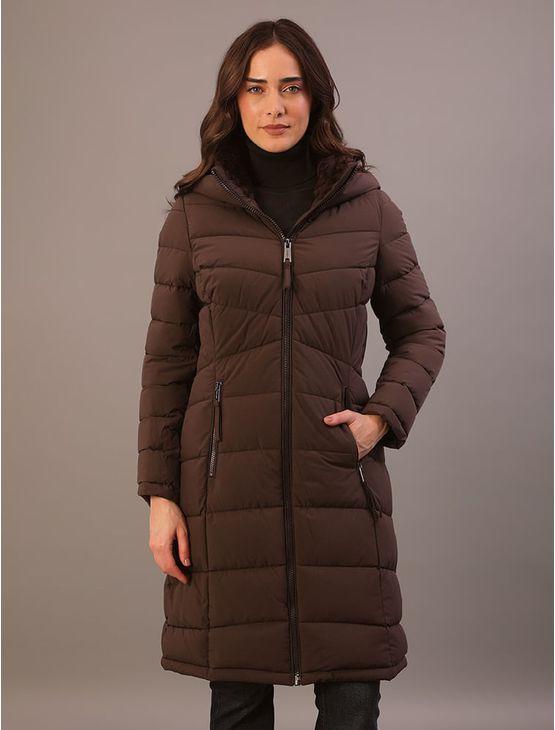 Jaqueta Longa Calvin Klein Jeans Feminino Matelassê Com Capuz - Chumbo Jaqueta Longa Calvin Klein Jeans Feminino Matelassê Com Capuz Chumbo Gg