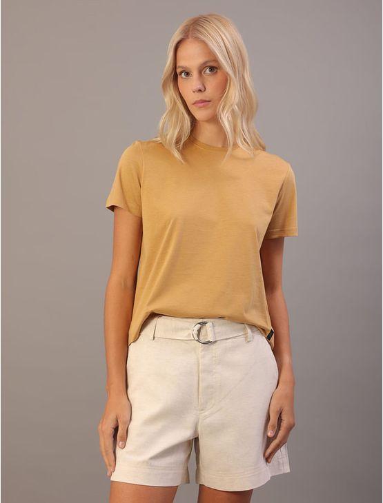 Camiseta Calvin Klein Jeans Feminino Algodão Egípcio - Havana Camiseta Calvin Klein Jeans Feminino Algodão Egípcio Havana Pp