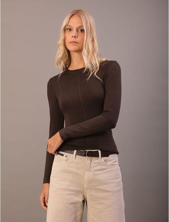 Blusa Calvin Klein Jeans Feminino Manga Longa Tricô - Marrom Blusa Calvin Klein Jeans Feminino Manga Longa Tricô Marrom g