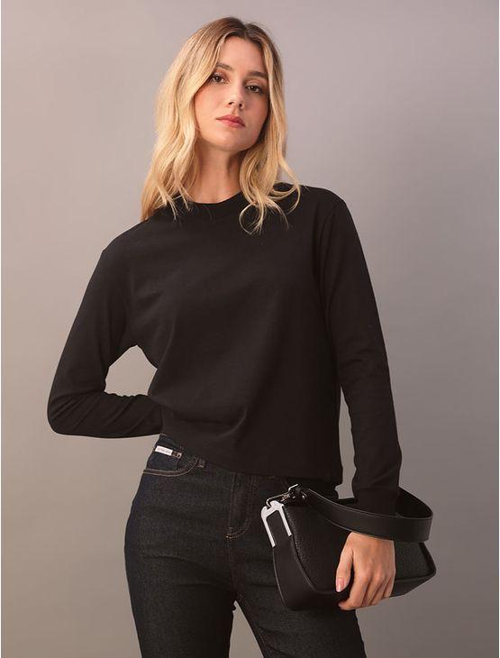 Blusa Calvin Klein Jeans Feminino Manga Longa Malhão - Preto Blusa Calvin Klein Jeans Feminino Manga Longa Malhão Preto m