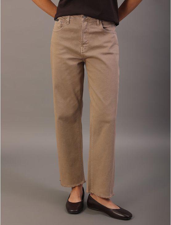 Calça Color Feminina Cropped Straight Barra a Fio - Caqui Medio Calça Color Feminina Cropped Straight Barra a Fio Caqui Medio 34