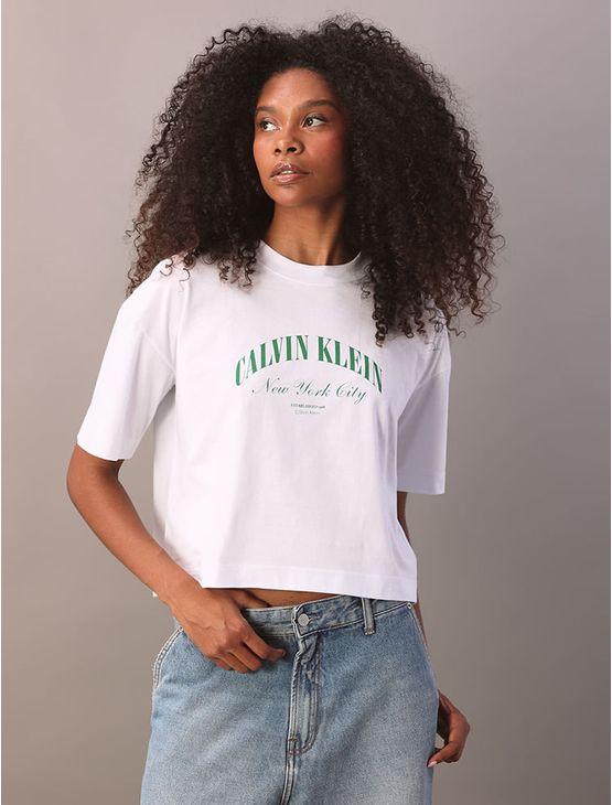 Camiseta Calvin Klein Jeans Feminino Manga Curta Copa - Branco Camiseta Calvin Klein Jeans Feminino Manga Curta Copa Branco m
