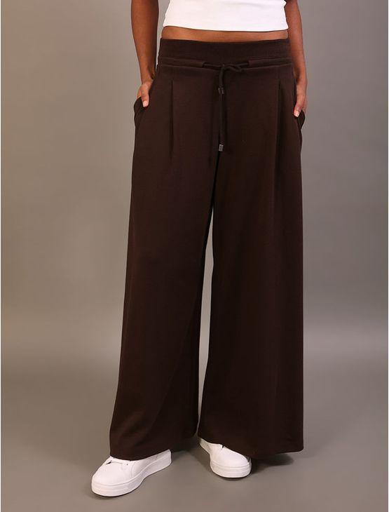 Calça Calvin Klein Jeans Feminino Pantalona Com Pregas - Marrom Calça Calvin Klein Jeans Feminino Pantalona Com Pregas Marrom m