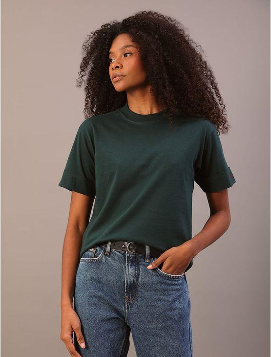 Camiseta Calvin Klein Jeans Feminino Manga Curta Bordada - Verde Médio Camiseta Calvin Klein Jeans Feminino Manga Curta Bordada Verde Médio p