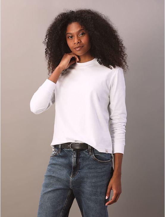 Blusa Calvin Klein Jeans Feminino Manga Longa Malhão - Branco Blusa Calvin Klein Jeans Feminino Manga Longa Malhão Branco Pp