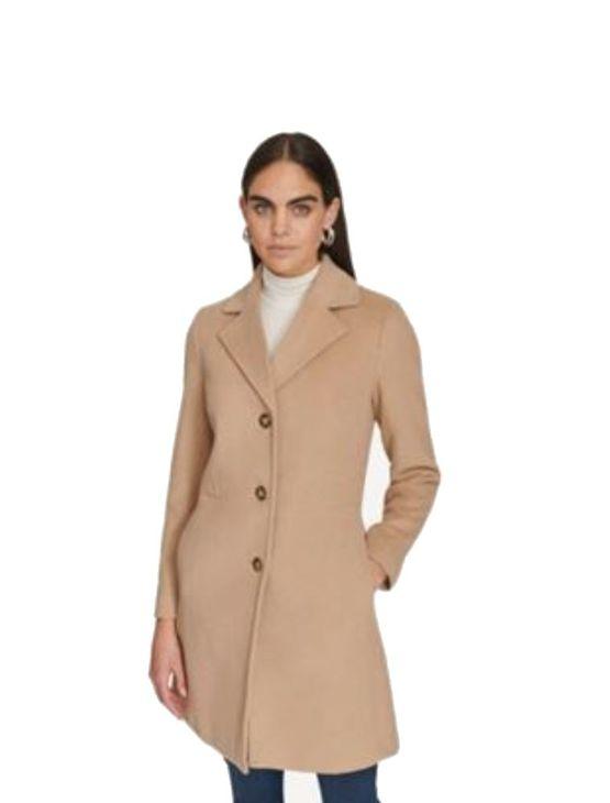 Casaco Calvin Klein Feminina Longo Com Botões em Lã - Caqui Claro Casaco Calvin Klein Feminina Longo Com Botões em Lã Caqui Claro g