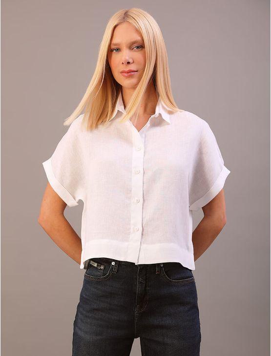 Camisa Manga Curta de Linho - Branco Camisa Manga Curta de Linho Branco 38