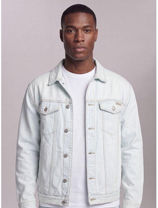 Jaqueta Jeans Trucker Bleached - Azul Claro Jaqueta Jeans Trucker Bleached Azul Claro Gg