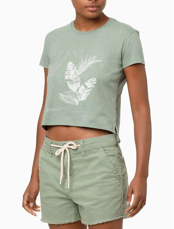 Camiseta Feminina Logo Relevo Pino Glitte - Verde Camiseta Feminina Logo Relevo Pino Glitte Verde m