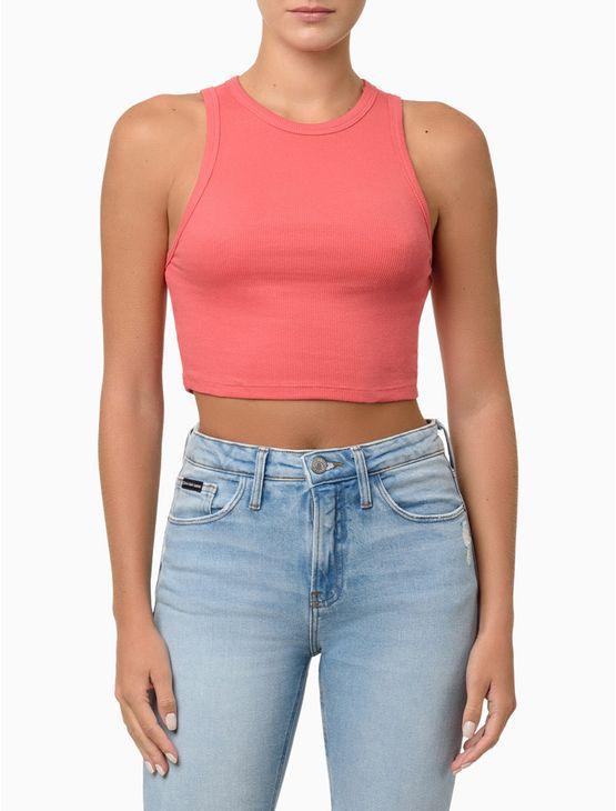 Regata Feminina Cropped Ribana - Melancia Regata Feminina Cropped Ribana Melancia Gg
