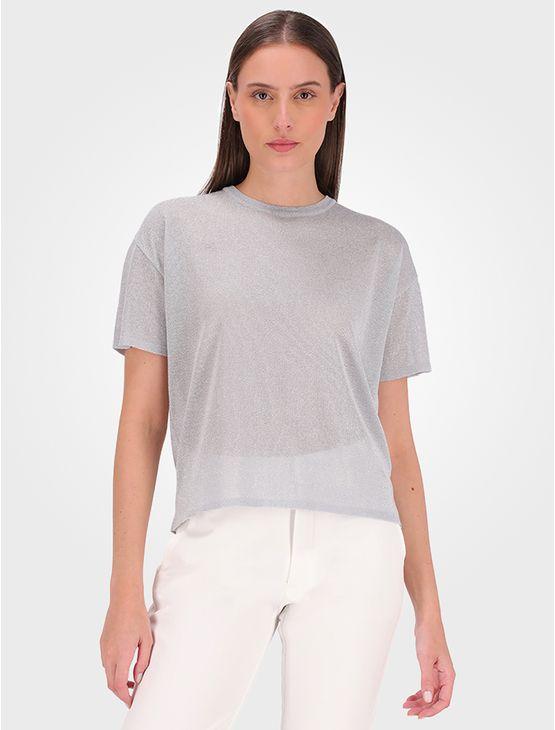 Camiseta Feminina Tricot Transparência Calvin Klein - Light Grey Camiseta Feminina Tricot Transparência Calvin Klein Light Grey Pp