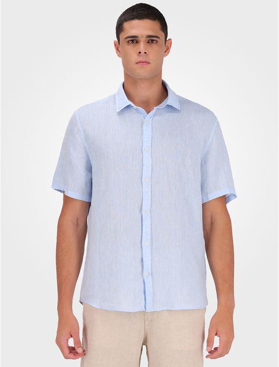 Camisa Masculina Manga Curta Cannes Linen - Azul Claro Camisa Masculina Manga Curta Cannes Linen Azul Claro 6