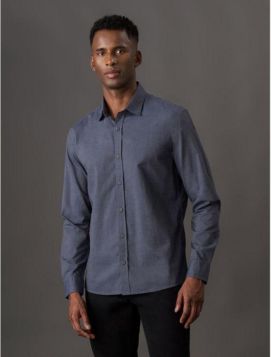Camisa Manga Longa Calvin Klein Jeans Regular Fil a Fil - Preto Camisa Manga Longa Calvin Klein Jeans Regular Fil a Fil Preto m