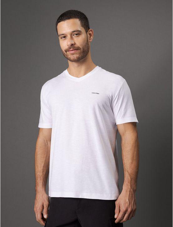 Camiseta Masculina Slim Flamê Calvin Klein - Branco Camiseta Masculina Slim Flamê Calvin Klein Branco Ggg