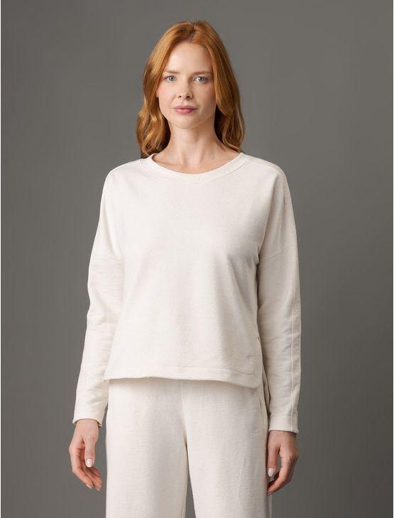 Blusa de Moletom Sarjado Calvin Klein - Areia Blusa de Moletom Sarjado Calvin Klein Areia m
