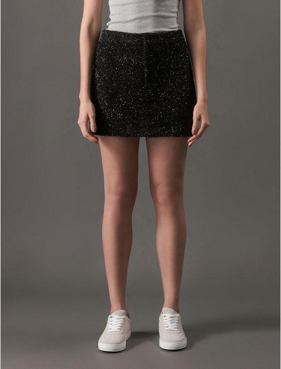 Saia Feminina Jacquard Lurex Calvin Klein Jeans - Preto Saia Feminina Jacquard Lurex Calvin Klein Jeans Preto p