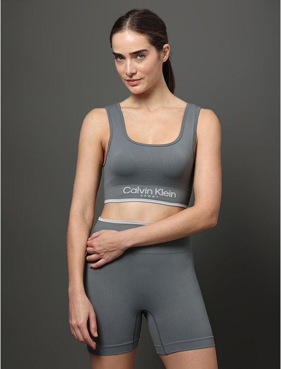 Top Regata Feminino Seamless Ribbed Calvin Klein Sport - Cinza Médio Top Regata Feminino Seamless Ribbed Calvin Klein Sport Cinza Médio m