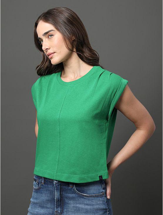 Blusa Feminina Pregas Ombro Calvin Klein Jeans - Verde Médio Blusa Feminina Pregas Ombro Calvin Klein Jeans Verde Médio p