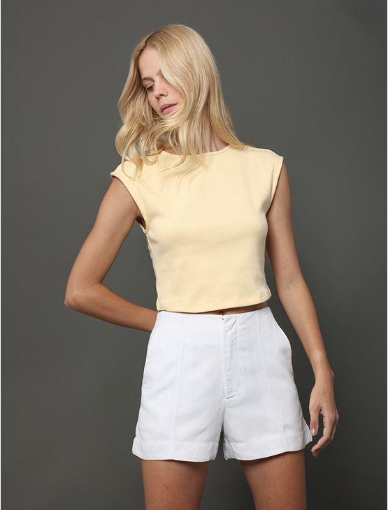 Blusa Feminina Ribana Tricot Calvin Klein Jeans - Amarelo Manteiga Blusa Feminina Ribana Tricot Calvin Klein Jeans Amarelo Manteiga Gg
