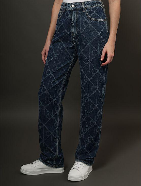 Calça Jeans Feminina Straight Estampa Calvin Klein Jeans - Azul Médio Calça Jeans Feminina Straight Estampa Calvin Klein Jeans Azul Médio 40