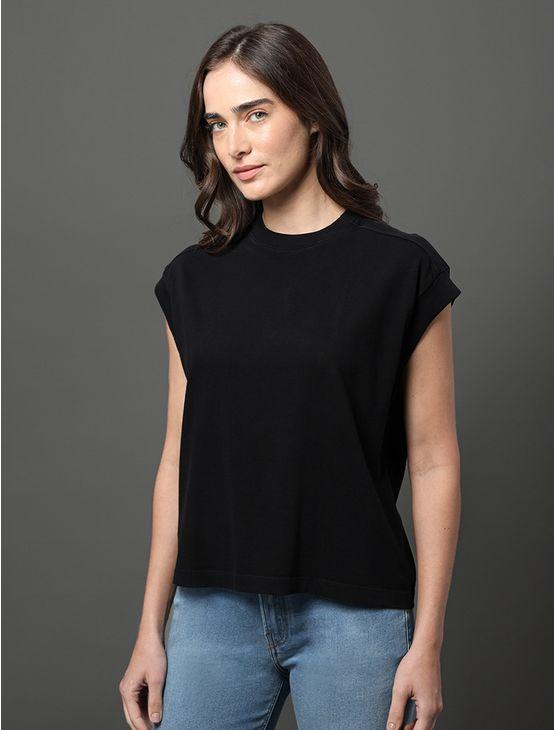 Blusa Feminina Malha Rugby Calvin Klein Jeans - Preto Blusa Feminina Malha Rugby Calvin Klein Jeans Preto g