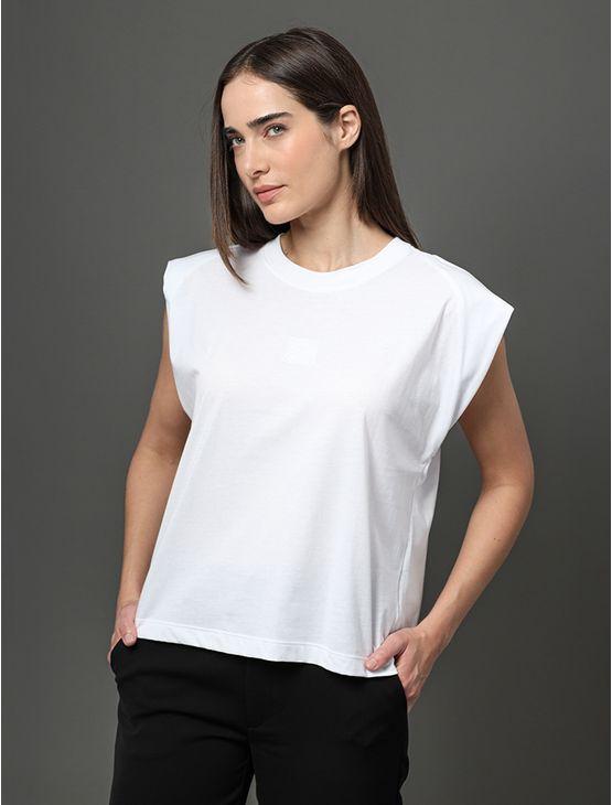 Camiseta Feminina Malha Leve Calvin Klein - Branco 2 Camiseta Feminina Malha Leve Calvin Klein Branco 2 m