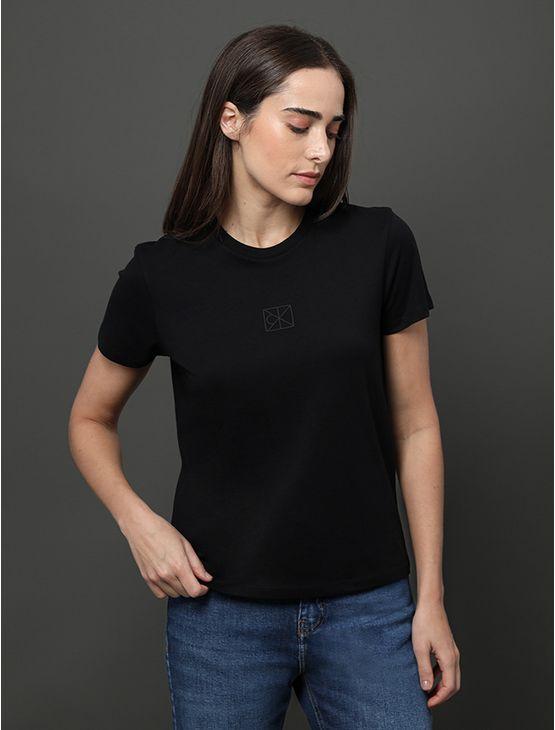 Camiseta Feminina Rubber Patch Calvin Klein - Preto Camiseta Feminina Rubber Patch Calvin Klein Preto Pp