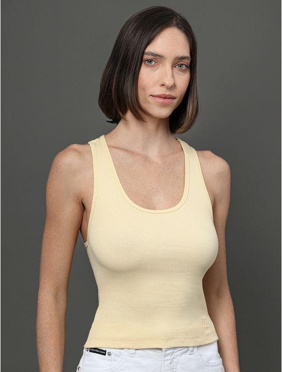 Regata Feminina Nadador Ribana Calvin Klein Jeans - Amarelo Manteiga Regata Feminina Nadador Ribana Calvin Klein Jeans Amarelo Manteiga g