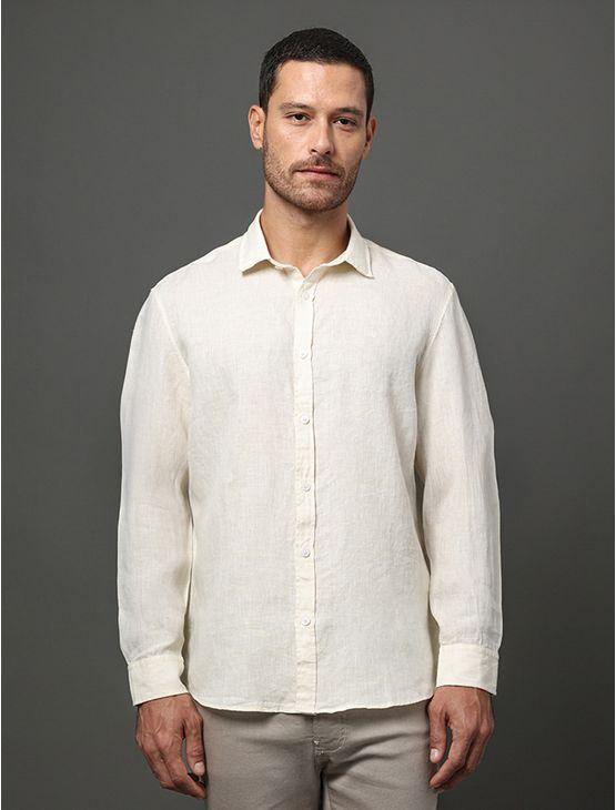 Camisa Masculina Cannes Linen Calvin Klein - Amarelo Manteiga Camisa Masculina Cannes Linen Calvin Klein Amarelo Manteiga 4
