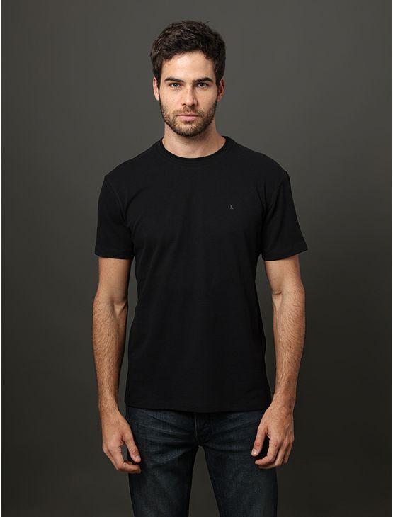 Camiseta Masculina Gola Dupla Calvin Klein Jeans - Preto Camiseta Masculina Gola Dupla Calvin Klein Jeans Preto m