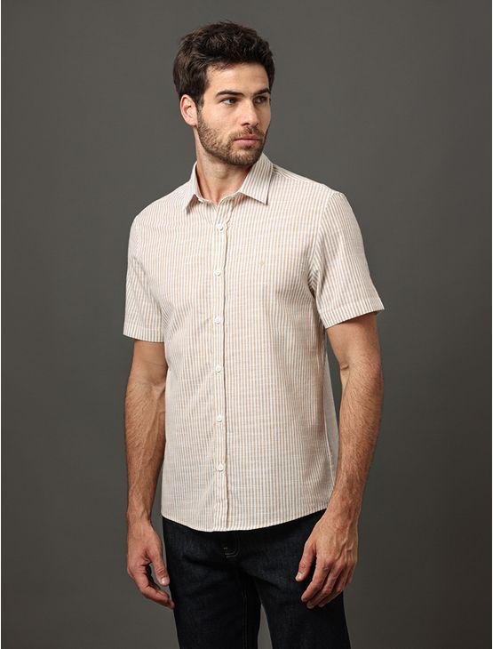 Camisa Masculina Flamê Listras Calvin Klein Jeans - Havana Camisa Masculina Flamê Listras Calvin Klein Jeans Havana Gg