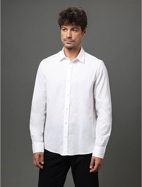 Camisa Masculina Cotton Linen Calvin Klein Jeans - Branco 2 Camisa Masculina Cotton Linen Calvin Klein Jeans Branco 2 Gg