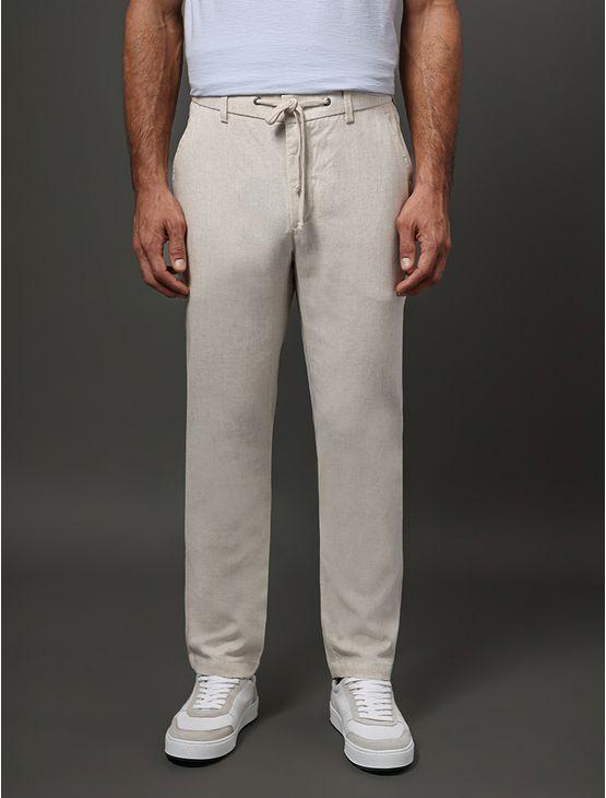 Calça Masculina Linen Calvin Klein Jeans - Off White Calça Masculina Linen Calvin Klein Jeans Off White 46