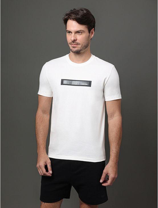 Camiseta Masculina Stripe Logo Gel Calvin Klein - Off White Camiseta Masculina Stripe Logo Gel Calvin Klein Off White m